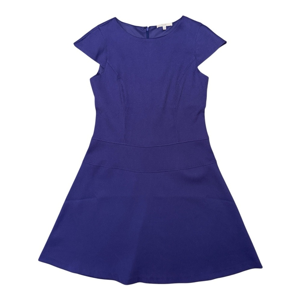 Lark & Ro Purple A-Line Midi Dress with Flutter Cap Sleeves